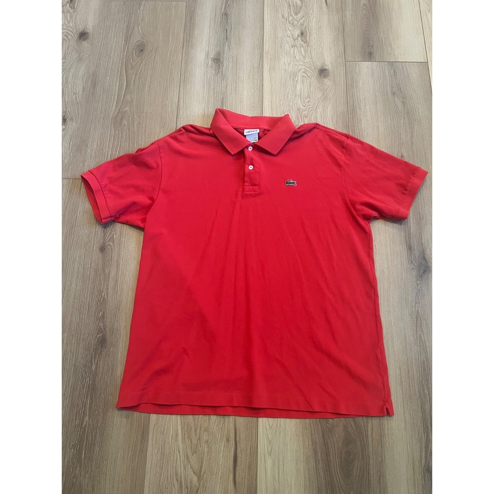 Lacoste Mens Size 7 XL Red Classic Fit Polo Shirt 100% Cotton Crocodile Logo